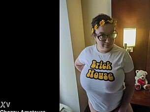 Oh yeah, watch Ms. Brick swallow that black cock cum after tit play!