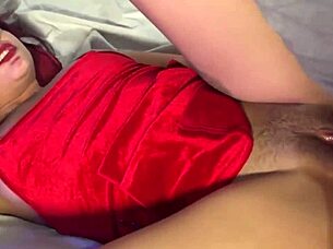 brazilian amateur brunette with natural tits gives big cock blowjob in lingerie during homemade massage session