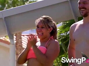 oh man, this big pool party with real couples getting into some wild group games...