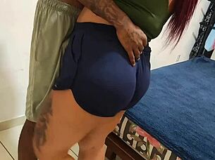 hey i brought this tattooed guy with huge cock to my bed for curvy amateur fun