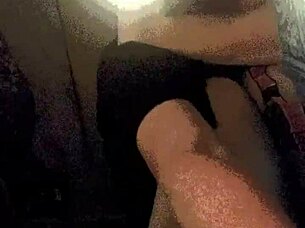 Beautiful blonde wife with big tits gives cute blowjob.