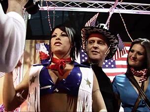 Who knew celebrating the 4th of July could mix UK porn legend Ben Dover with big tit starlets Brooke Haven and Austin Kincaid?