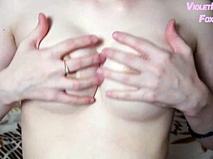 hey, can you feel this real nipple orgasm up close from a virgin student playing with her puffy tits?