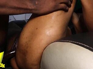 black ninja, rock that curvy ebony neighbor hard in the bathroom with huge cock and cum