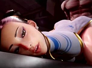 i love how cheerleader skye's wet bald pussy gets cum covered, and thicc fat ass chun-li gets fucked doggystyle