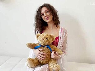 Cute young woman tries double penetration in homemade video with two partners.