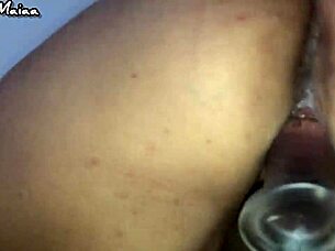 what if you caught the busty hottie masturbating with huge dildo in wet pussy