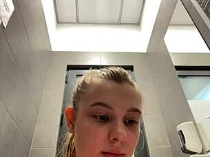 Squirting In The Changing Room With Horny Amateur 18-Year-Old Big Tits Teen Masturbating To Orgasm