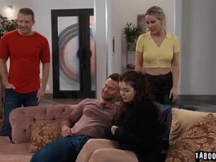 Seth Gamble and Bunny Madison Dive into Muff and Face Sitting with Stepsiblings Codey Steele and Leana Lovings in Steamy Foursome