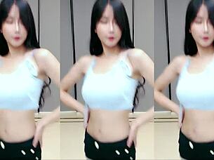 chinese asian girl shows cute dancing moves