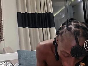 Oh man, that ebony amateur sucked my huge interracial cock so deep, teasing and edging until I filled her mouth with cum!