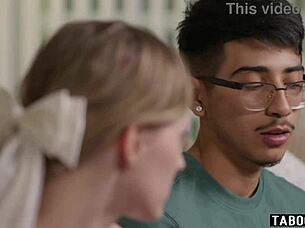 Hey, check out teen cheerleader Melody Marks losing her virginity on a shy guy's dark cock.