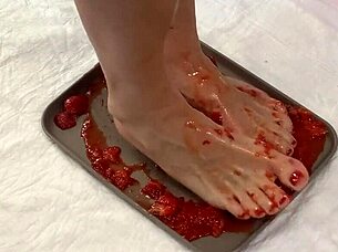 Peeing on Strawberries and Crushing Them with Beautiful Feet