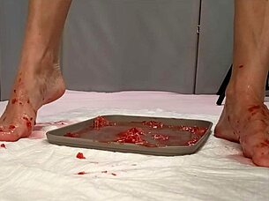 Peeing on Strawberries and Crushing Them with Beautiful Feet
