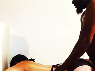 plump milf mystic with all natural big tits bends over doggystyle for rough interracial fucking from big black cock and takes cum on her curvy ass