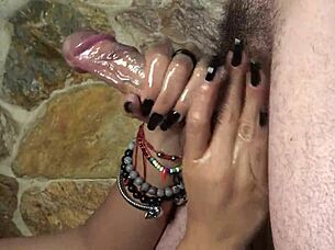 I Feel So Aroused By This Hot Handjob Finishing With Cum Dripping From Her Long Black Nails Big Cumshot