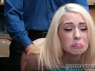 Teen Blonde Petite Gets Hardcore With Old Police In Shop Attempted Theft Scene