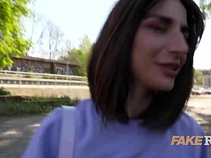 ultra pretty italian girl gets picked up on street for interview