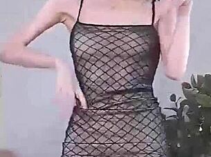 Hey, watch this cute Korean babe go solo and tease herself wildly