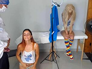 Doctor engages with two patients during a medical examination in the hospital