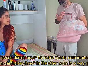 Man makes unexpected night visit in homemade setting.