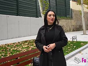 i feel so thrilled on this sexual tour in madrid with nelia estrada's huge tits and european brunette flashing outdoors