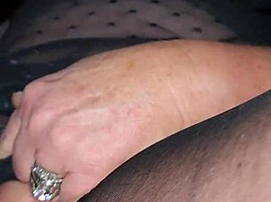 Isn't this wife craving that big cock dildo pounding her shaved pussy in stockings?