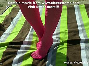 You won't believe how Stacy Bloom does self anal fisting and prolapse right at the sand mine outdoors