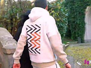 i feel so thrilled on this sexual tour in madrid with nelia estrada's huge tits and european brunette flashing outdoors