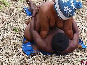 Ebony Queen Transforms Morning Ranch Workout into Wild Bush Banging with Multiple Cumshots