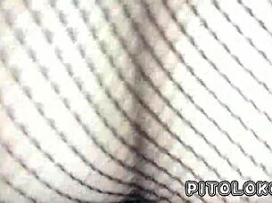 young petite woman with net stockings and nice tits