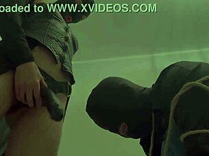 Big Black Dildo Penetrates Slave In Bondage Ass To Mouth Domination Strapon Play