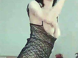 Hey, watch this cute Korean babe go solo and tease herself wildly