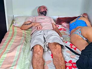 Man makes unexpected night visit in homemade setting.