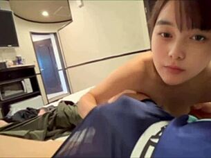 japanese amateur couple has quick sex in kitchen before anyone returns home