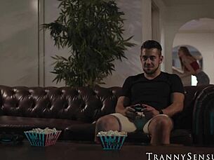 tranny crystal thayer gets a facial after intense doggystyle and missionary pounding