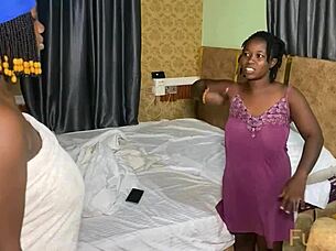 horny guy fucks curvy ebony girl after parents left for work in homemade video
