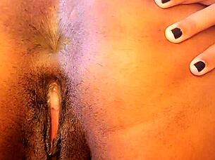 latina milf masturbates with dildo squirting from big ass and pussy