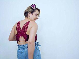 blonde milf in cosplay kitten outfit hints at anal heat and solo play