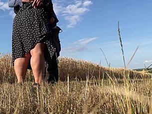 Why does mature bbw in sexy dress secretly make guy cum outdoors?