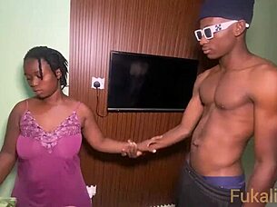 horny guy fucks curvy ebony girl after parents left for work in homemade video