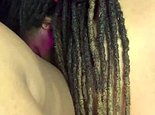 Intense passion as boyfriend licks wet ebony pussy before creampie fucking