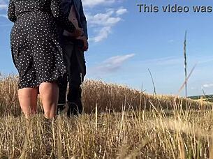 Why does mature bbw in sexy dress secretly make guy cum outdoors?