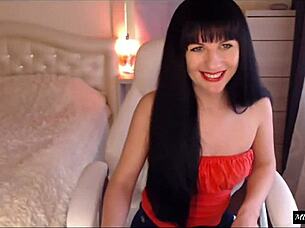 Tamara Roman strips jeans teases perky tits fingers pussy wildly!