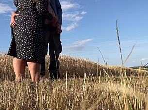 Why does mature bbw in sexy dress secretly make guy cum outdoors?