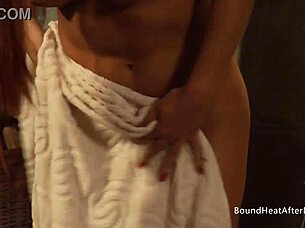 naughty blonde slave stands naked before her dominant mistress