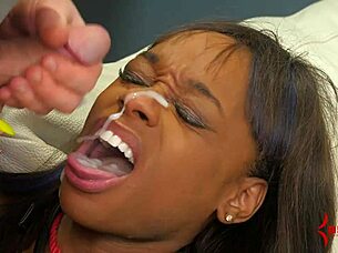 Suspended in bizarre bondage at the garage like raw meat forced into intense ass licking and cum eating with ebony doctor flair.