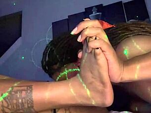 Intense passion as boyfriend licks wet ebony pussy before creampie fucking