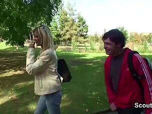 Will Two Boys Convince Stranger Girl for Park Fuck Cash?