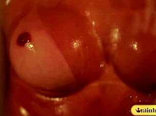 She's taking that steamy shower, showing off her big tits and big ass. The brazilian beauty teases the photographer with every move.